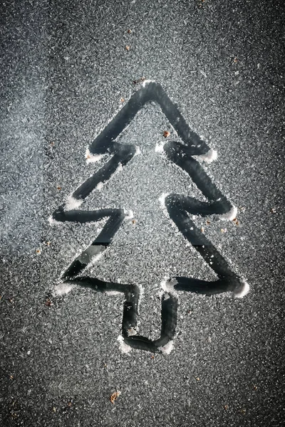 Drawing Christmas Tree Glass Hoarfrost — Stock Photo, Image