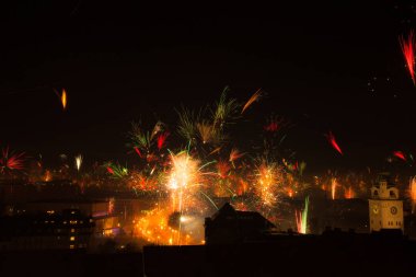 New Year's Eve havai fişek Münih Almanya. Seçici odak.