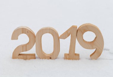 Kar üzerinde rakamlar 2019. Yeni yıl ve Noel Tema.