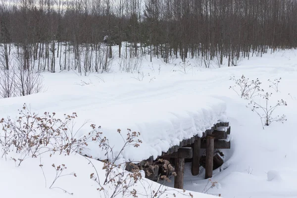 Мрачная Зима Провинциальный Ландшафт России — стоковое фото