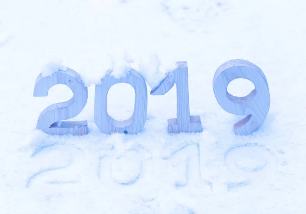 Фигуры 2019 Года Снегу Новый Год Рождественская Тематика Toned — стоковое фото