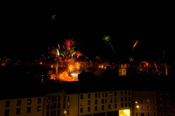 Новогодний Фейерверк Мюнхене Селективный Фокус — стоковое фото