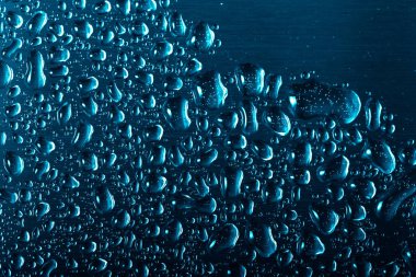 Bir renk arka plan üzerinde Su damlacıkları. Gri. Sığ derinlik-in tarla. Seçici odak. Bulanıklık