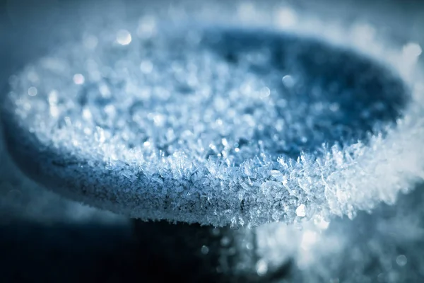 Мороз Залізній Поверхні Перші Невеликі Морози Невелика Глибина Різкості Вибірковий — стокове фото