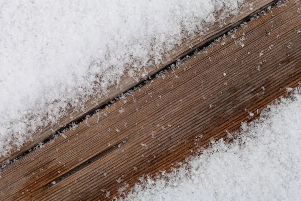 Neve Assi Una Panchina Legno Anno Nuovo Tema Natale — Foto Stock