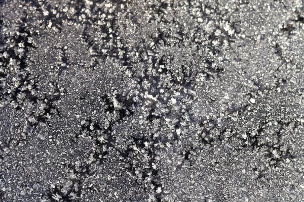 Мороз Чугунной Поверхности Первые Лёгкие Морозы Мелкая Глубина Резкости Селективный — стоковое фото
