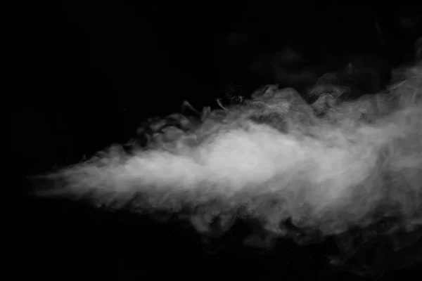 Jet of smoke on black background. Selective focus — Stock Photo, Image