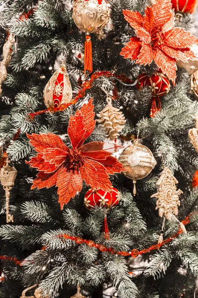 Natale Capodanno Sfondo Verticale Albero Natale Decorato Celebrazione — Foto Stock