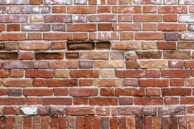 Tuğla duvar dokusu ile Arka Plan 19. Volga bölgesinin tarihi binası, Saratov bölgesi, Loh köyündeki Başmelek Aziz Michael'ın terk edilmiş eski bir tapınak kilisesi