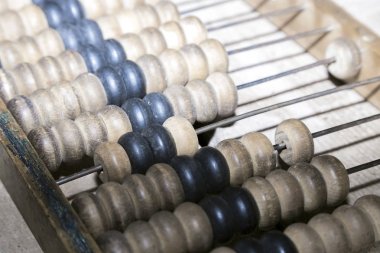 Mali ve iş faydaları yakın sayma için eski vintage antika ahşap abaküs