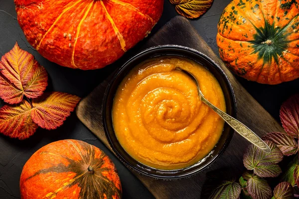 Healthy Dietary Natural Vegetarian Food Thanksgiving Day Pumpkin Puree Soup — Stock Photo, Image