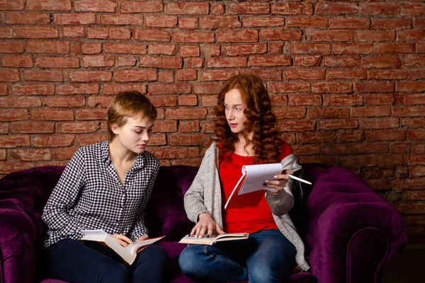 Een student meisje verklaart een andere taak. — Stockfoto