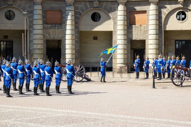 Stockholm Sarayı'nda nöbet değiştirme töreni.