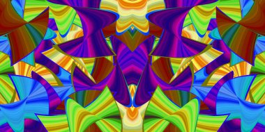 Renkli çizgiler soyut arkaplan, gerilmiş pikseller etkisi. Dekoratif fantezi süslemeleri 3 boyutlu illüstrasyon