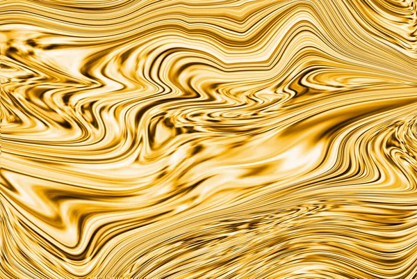 Gold waves marble texture. Precious metal flow image. Liquid gold surface artwork, 3d illustration