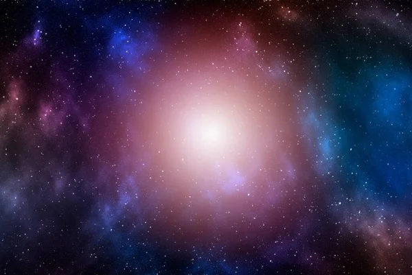 背景是星尘和闪亮的恒星 现实的宇宙和彩色星云 行星和银河的方式 多彩的星系3D说明 — 图库照片