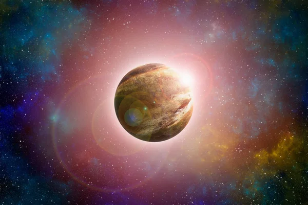 Onbekende Planeet Uit Ruimte Ruimtenevel Kosmische Sterrenhoop Ruimteachtergrond Illustratie — Stockfoto