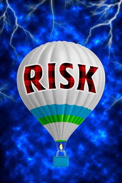 Riskをコンセプトに熱気球 抽象的な背景 思考と創造性 3Dイラスト — ストック写真