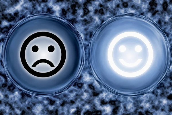 Cirkels Met Gezichten Die Positief Negatief Neutraal Zijn Emotie Abstracte — Stockfoto