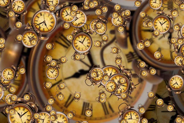 Grande Conjunto Rostos Relógio Vintage Textura Tempo Coleção Elegante Ilustração — Fotografia de Stock