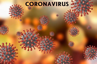 Grip COVID-19 virüs hücresi görüntüsü. Coronavirus Covid 19 salgın salgını geçmişi. Pandemik sağlık riski. 3B illüstrasyon kavramı.