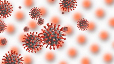 Grip COVID-19 virüs hücresi görüntüsü. Coronavirus Covid 19 salgın salgını geçmişi. Pandemik sağlık riski. 3B illüstrasyon kavramı.