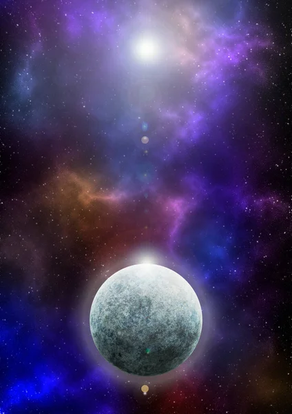 Onbekende Planeet Uit Ruimte Ruimtenevel Kosmische Sterrenhoop Buitenaardse Achtergrond Illustratie — Stockfoto