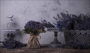 Lavanta çiçek dekorasyon ahşap tablo