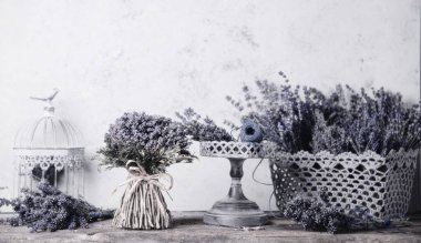 Lavanta çiçek dekorasyon ahşap tablo