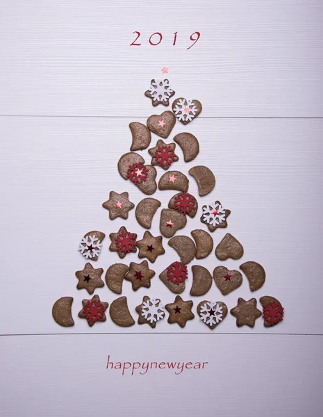 Buon Natale Modello Biglietto Con Biscotti Pan Zenzero — Foto Stock