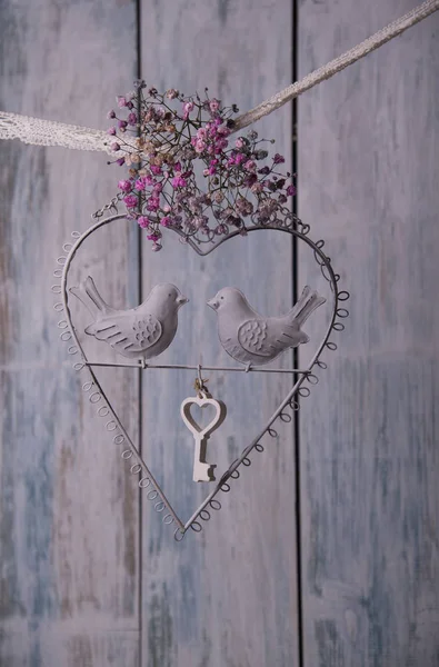 Cartão Casamento Com Pássaros Amor Coração Imagens De Bancos De Imagens