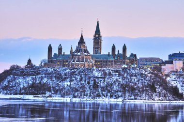 Gündüz Kışın kar fırtınası sırasında Ottawa, Kanada sayısı