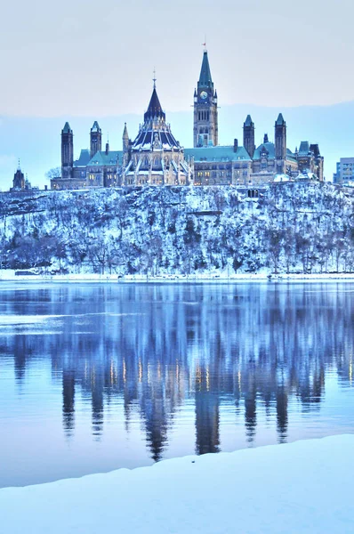 Vistas Ottawa Canadá Durante Tempestade Neve Inverno Durante Dia — Fotografia de Stock