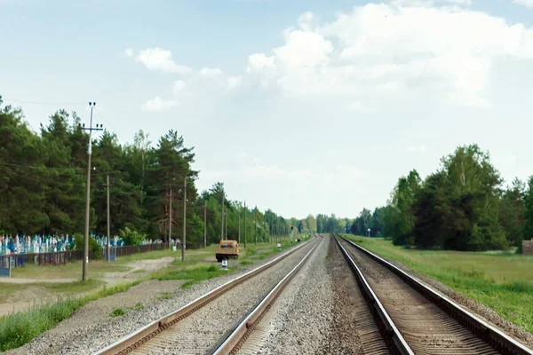 Railway Rails Straight Ahead Perspective — Stock Photo, Image