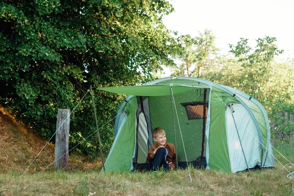 Tente Dans Forêt Automne Maison Pour Aventure Voyage — Photo