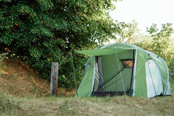 Tente Dans Forêt Automne Maison Pour Aventure Voyage — Photo