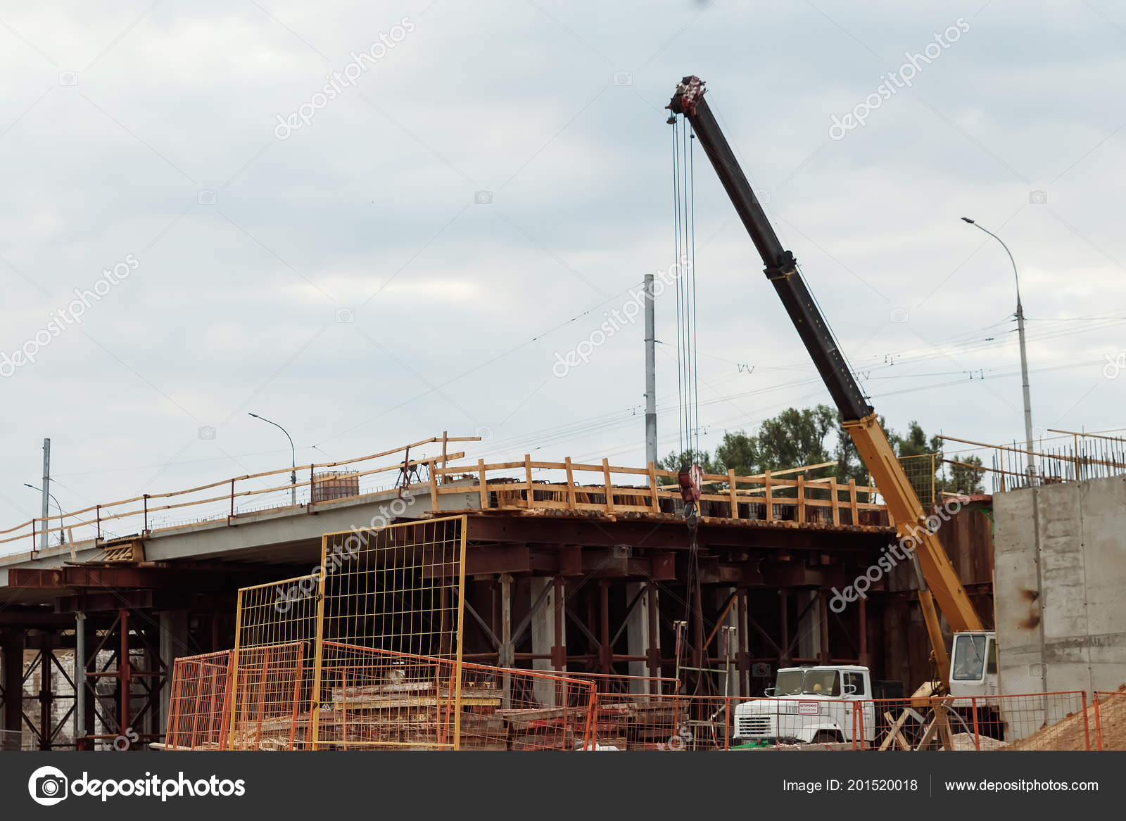 Concrete Bridge Construction Construction Works Stock Photo by