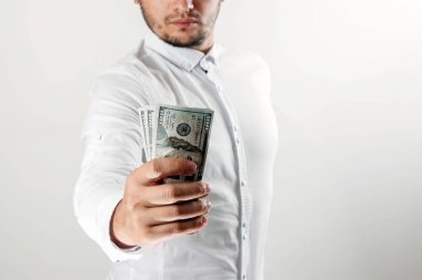 Elinde bir iş adamı, bizi dolar para. Yolsuzluk, rehin, rüşvet, sahtekarlık, kavramı ihale teklif verme