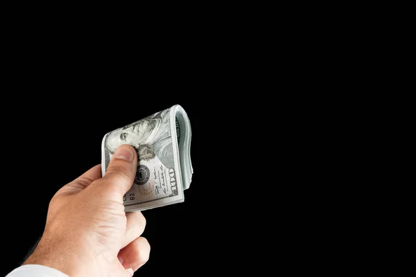 Χρήματα Στα Χέρια Ενός Επιχειρηματία Δολάρια Ηπα Έννοια Της Διαφθοράς — Φωτογραφία Αρχείου
