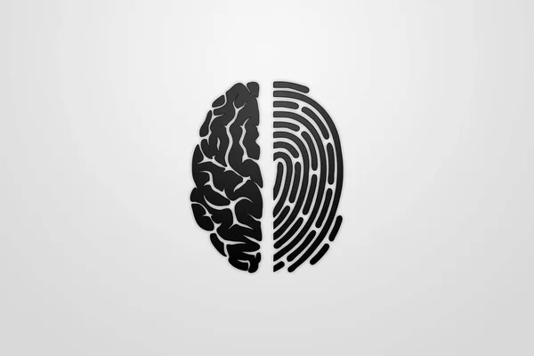 Half Brain Fingerprint View Concept Identity Unique Data — Stock Photo, Image
