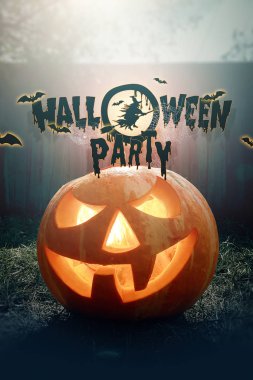 Cadılar Bayramı, hayalet, balkabağı. Tasarım bir tatil el ilanı, davetiye kartı, kartpostal.