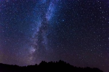 Yıldızlı gökyüzü, Samanyolu, güzel manzara, gece vakti, Beyaz Rusya.