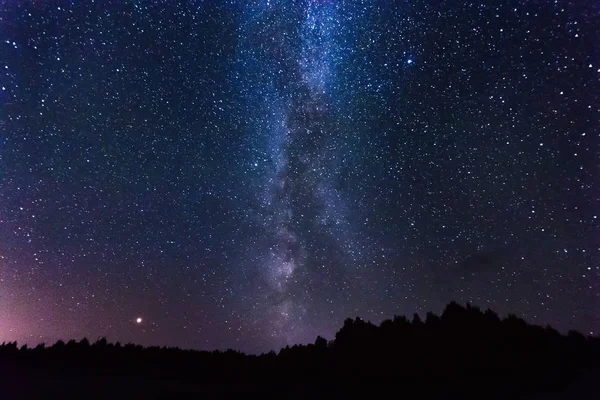 Cielo Estrellado Vía Láctea Hermoso Paisaje Tiempo Noche Bielorrusia —  Fotos de Stock