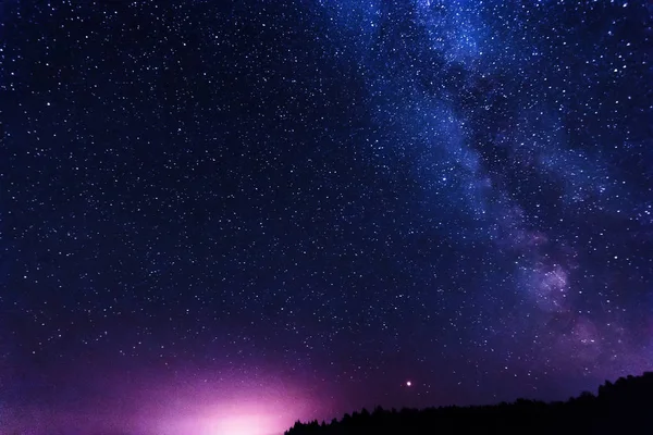 Ciel Étoilé Voie Lactée Beau Paysage Nuit Biélorussie — Photo