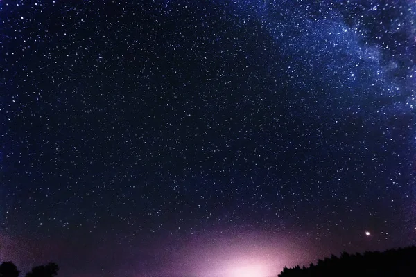 Ciel Étoilé Voie Lactée Beau Paysage Nuit Biélorussie — Photo