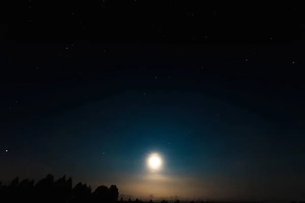Cielo Notturno Luna Piena Luna Sul Lago Paesaggio Notturno Riflessione — Foto Stock