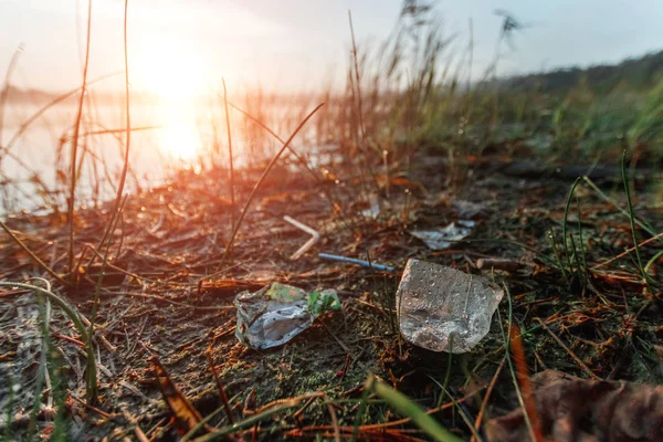 Сміття Морі Впливає Морське Життя Концепція Екологічної Проблеми Всесвітній День — стокове фото