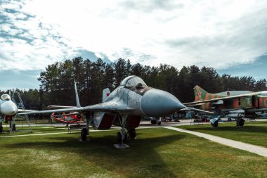 Minsk, Belarus, 10 Eylül 2018. Aviyonik Müzesi, Mig 29. Samalet Rusya'nın cephanelik 4 nesil savaşçıdır.