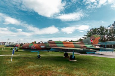 Minsk, Belarus, 10 Eylül 2018. Aviyonik Müzesi, Mig 21. Çok amaçlı savaş Mig-21. Bombardıman hizmet Rusya'da yapıldı 2 nesil.