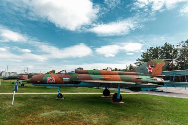 Minsk, Belarus, 10 Eylül 2018. Aviyonik Müzesi, Mig 21. Çok amaçlı savaş Mig-21. Bombardıman hizmet Rusya'da yapıldı 2 nesil.